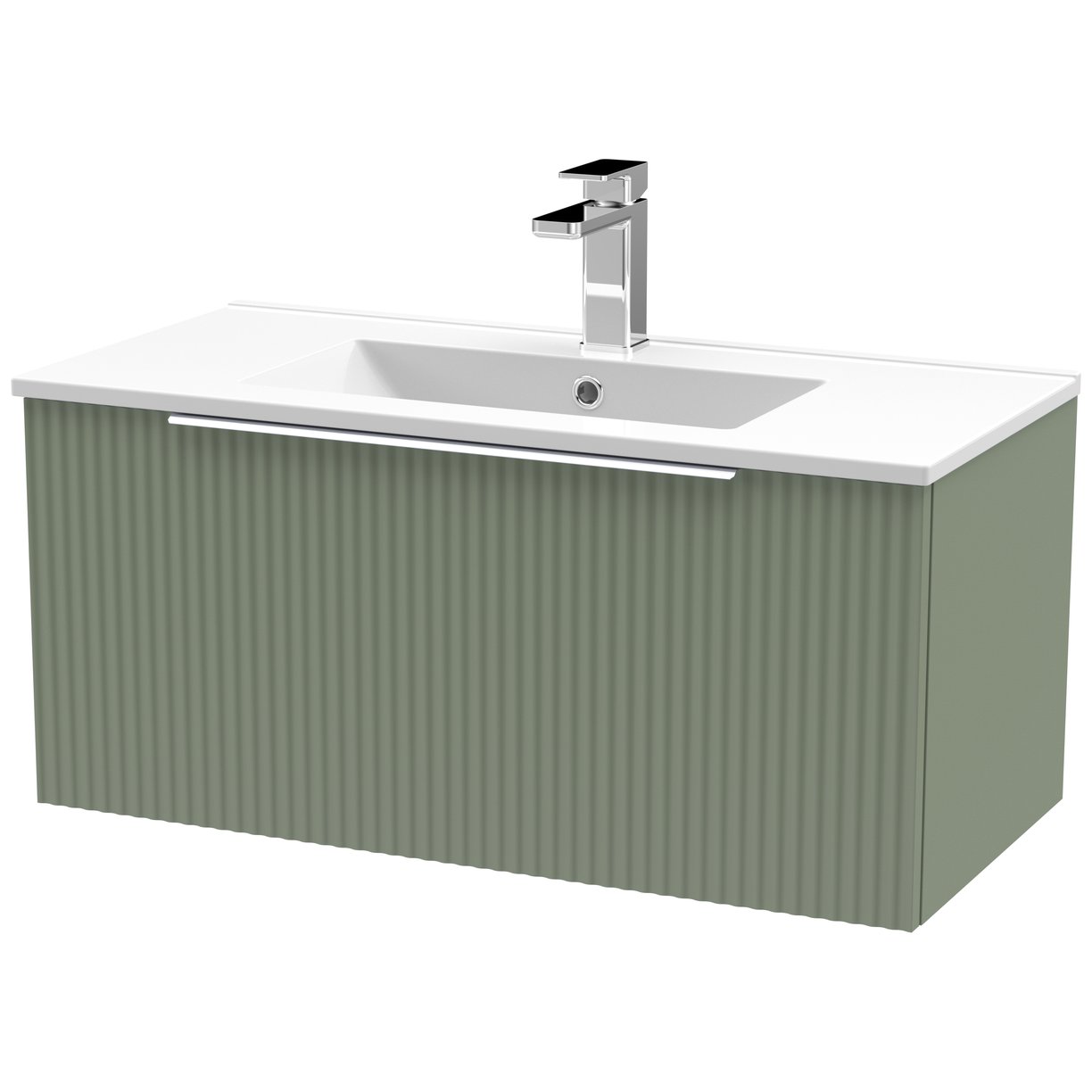 800 W/H Single Drawer Vanity & Basin 2 - Satin Green