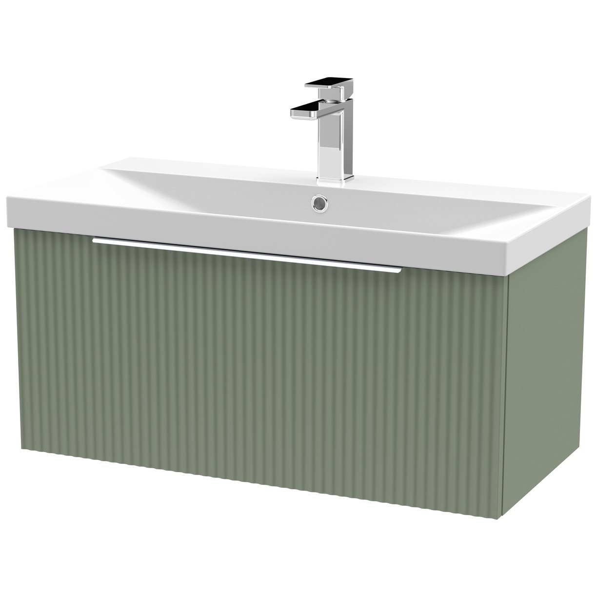 800 W/H Single Drawer Vanity & Basin 3 - Satin Green