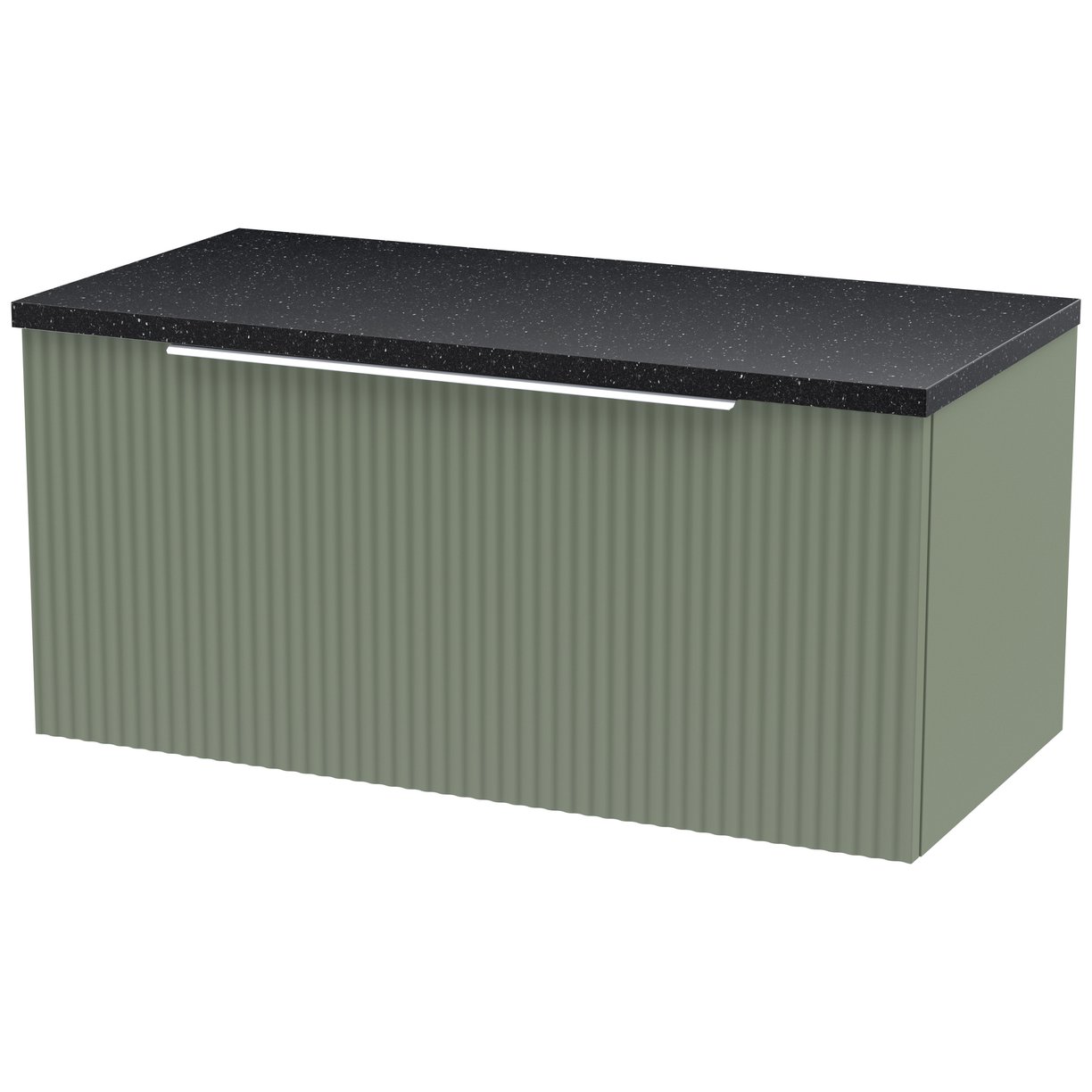 800 W/H Single Drawer Vanity & Laminate Top - Satin Green
