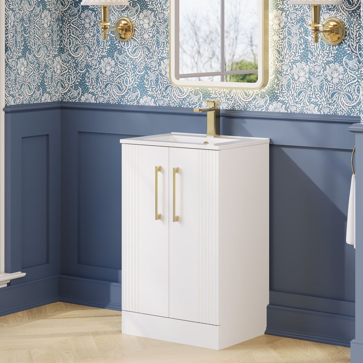 500mm FS 2-Door Vanity & Basin 2 - Satin White