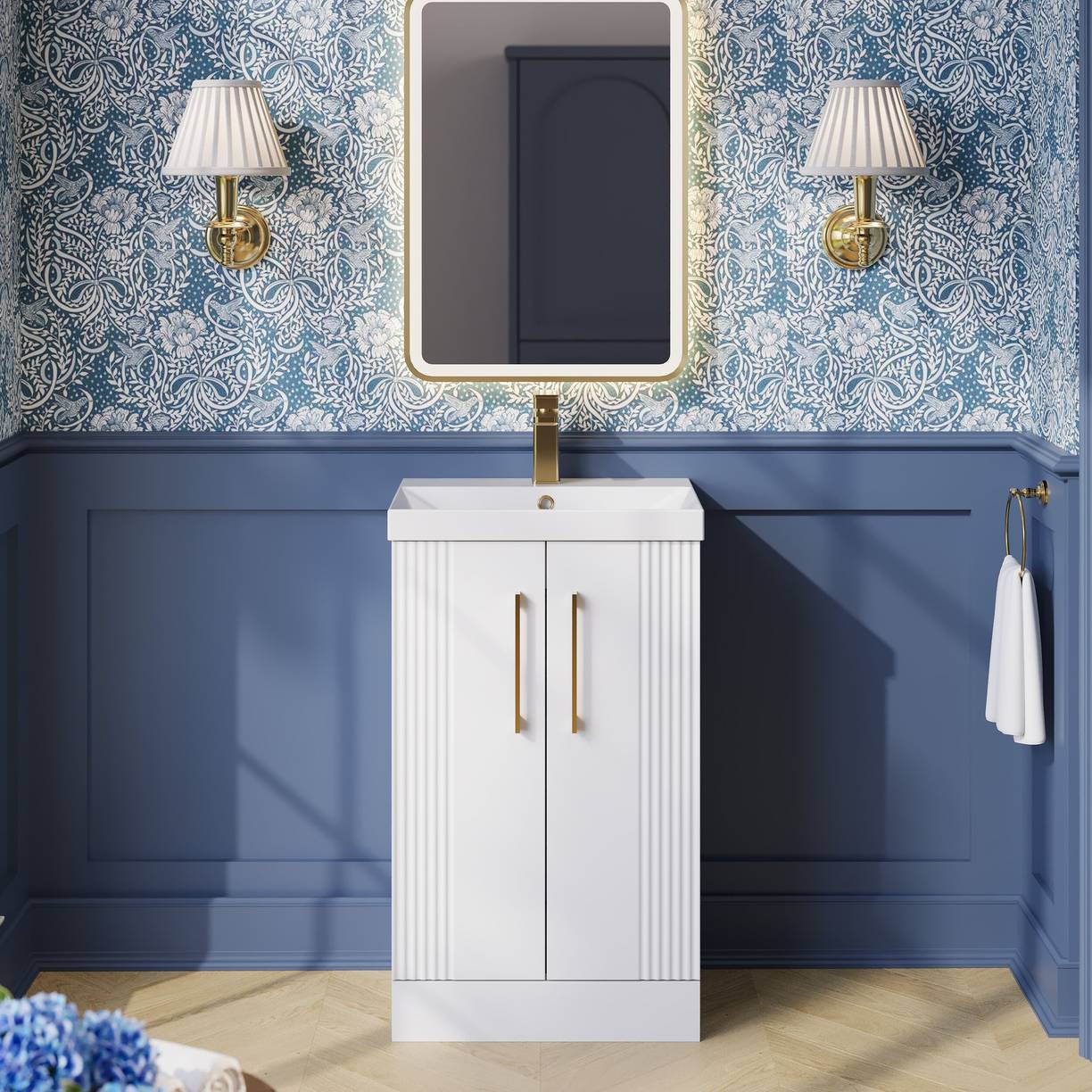 500mm FS 2-Door Vanity & Basin 3 - Satin White