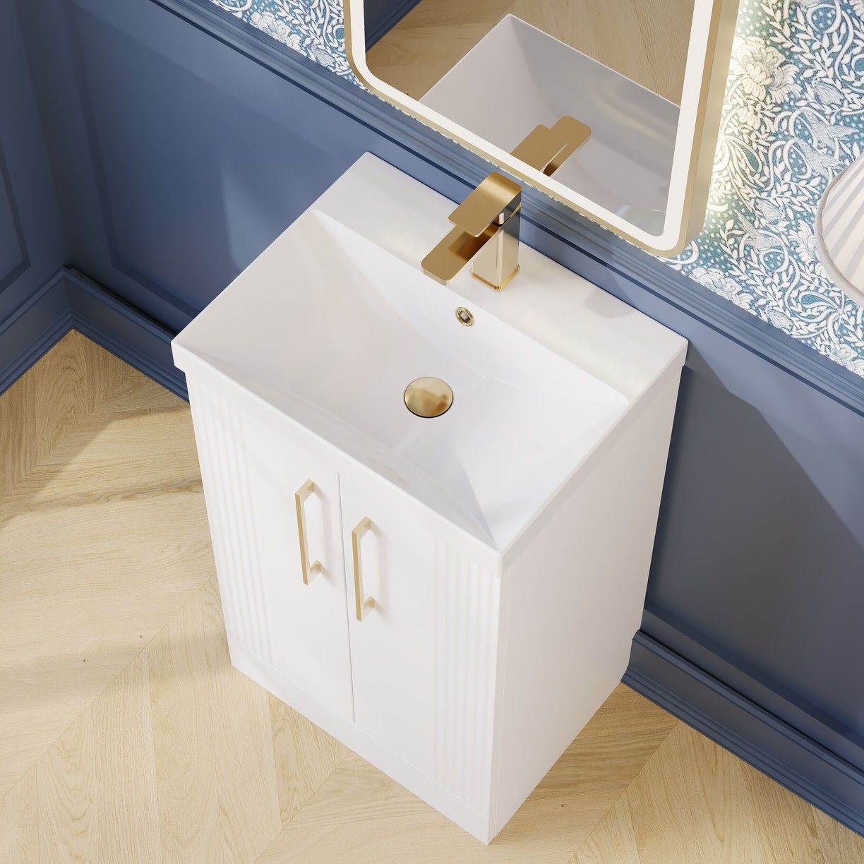 500mm FS 2-Door Vanity & Basin 3 - Satin White