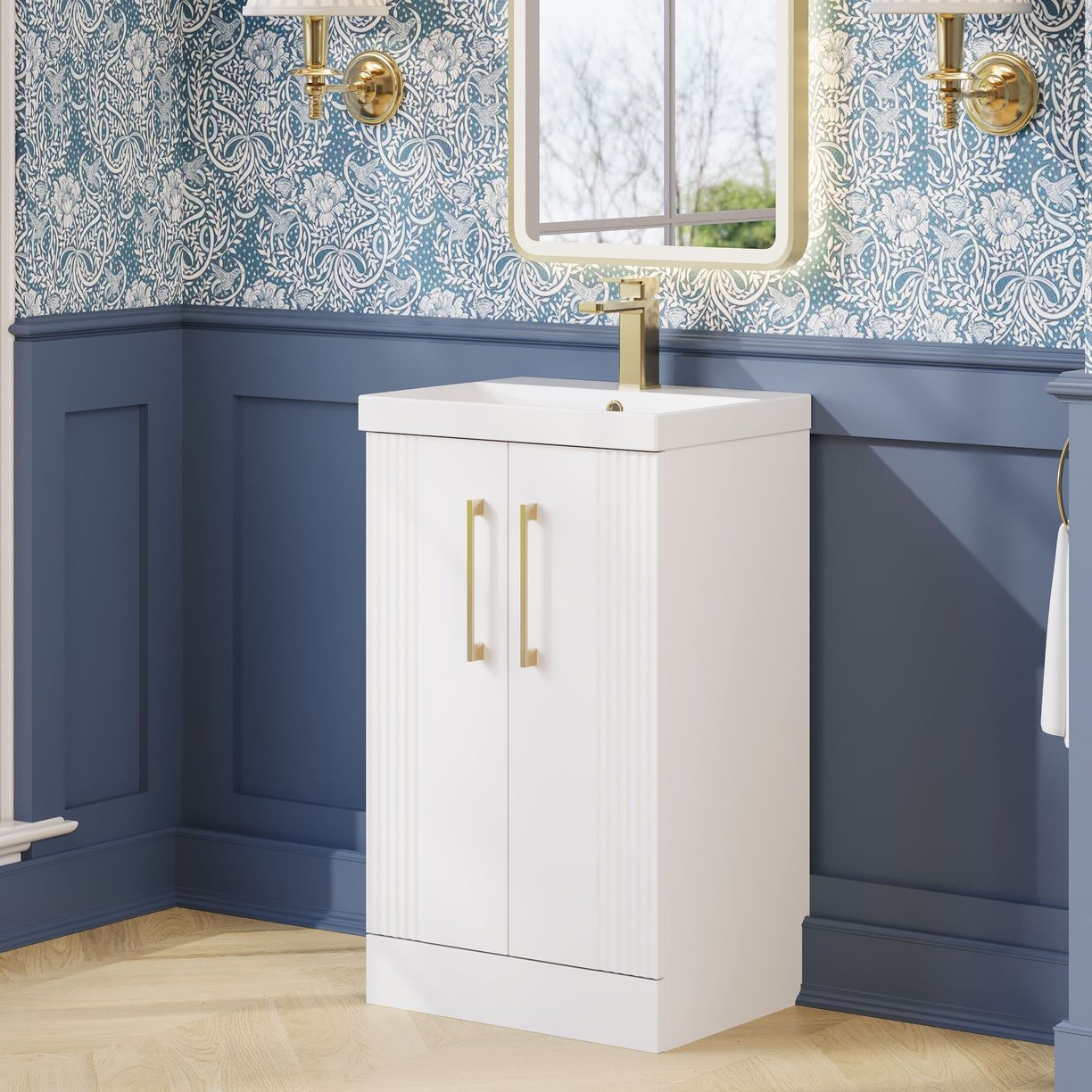 500mm FS 2-Door Vanity & Basin 3 - Satin White