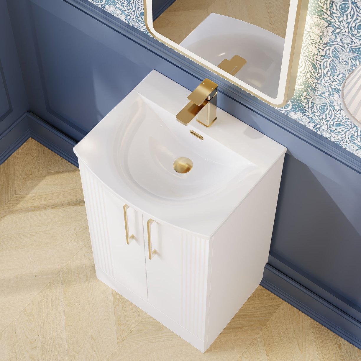 500mm FS 2-Door Vanity & Basin 4 - Satin White