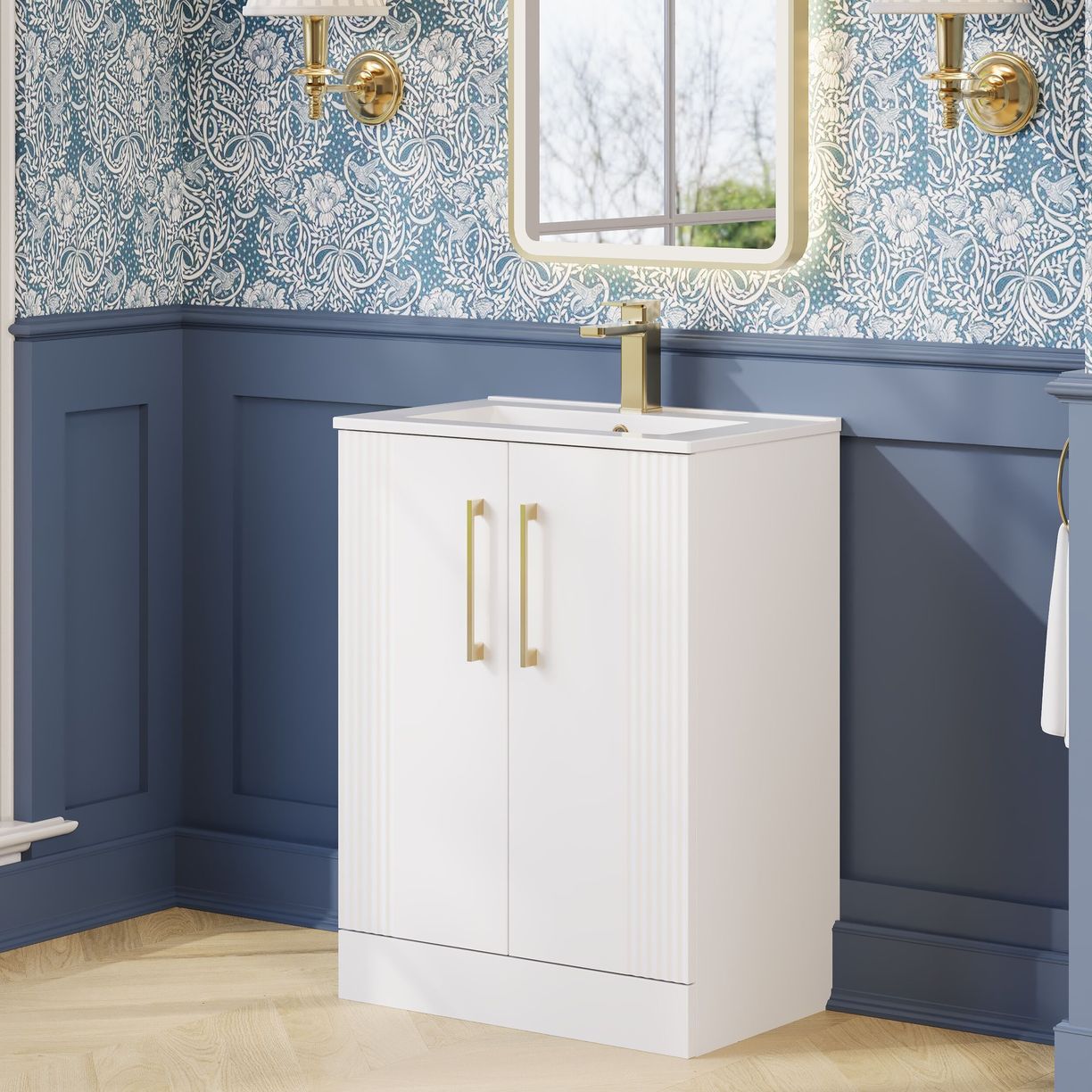 600mm F/S 2-Door Vanity & Basin 2 - Satin White