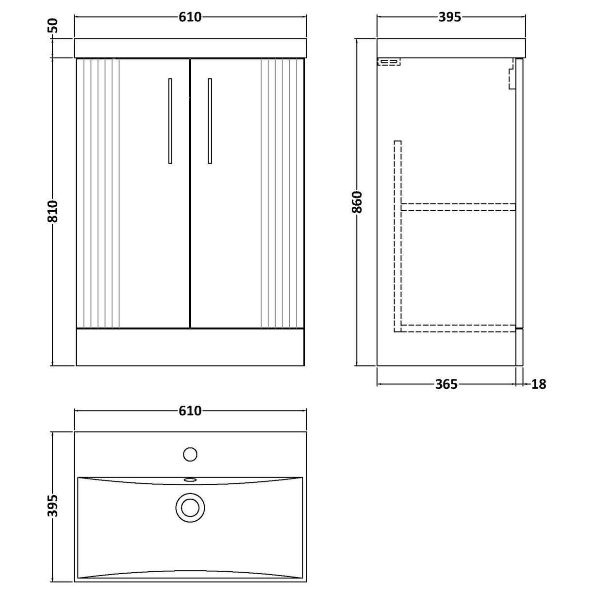 600 F/S 2-Door Vanity & Basin 3