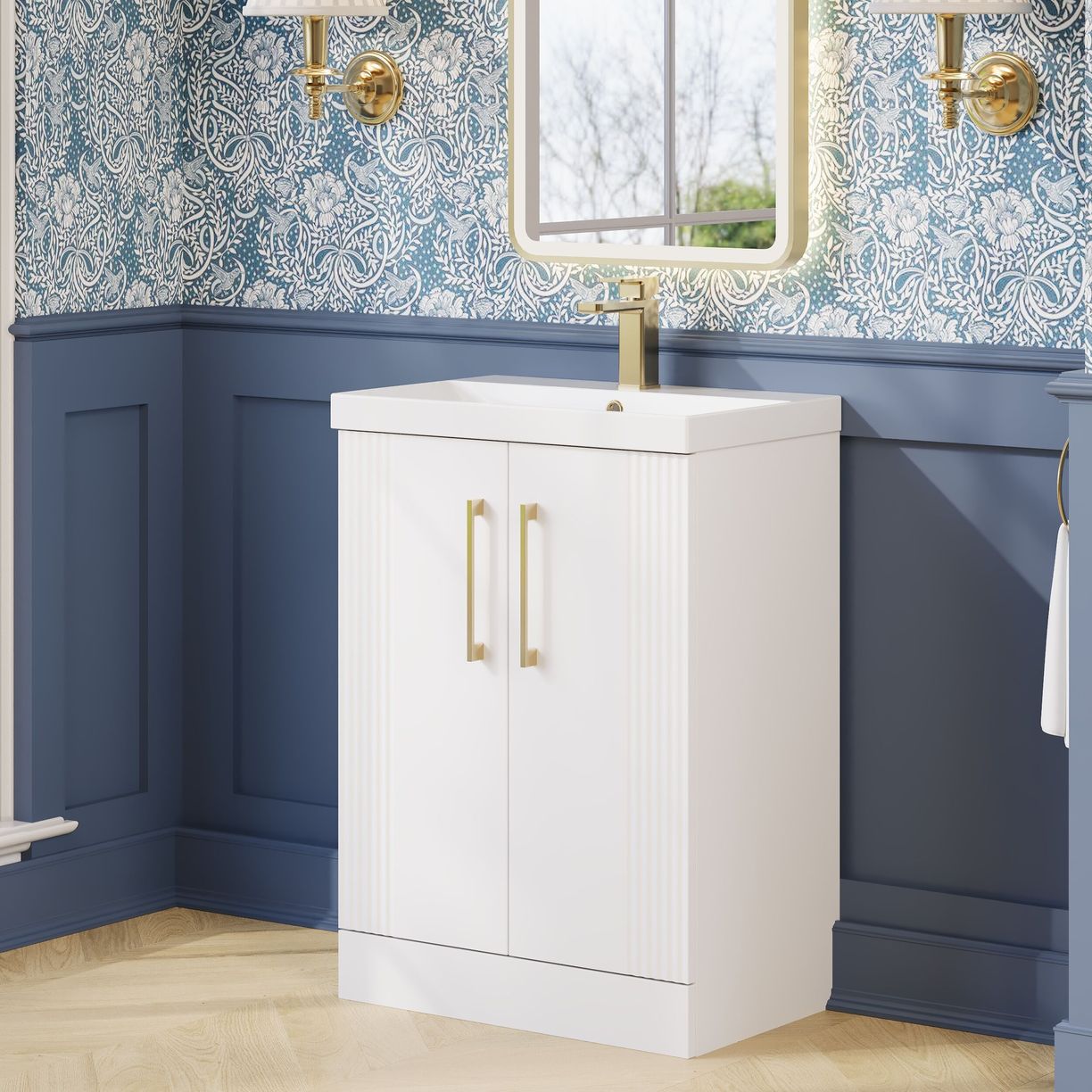 600mm F/S 2-Door Vanity & Basin 3 - Satin White