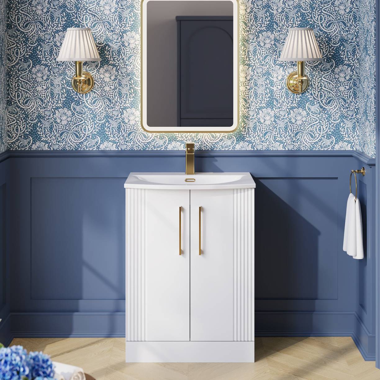 600mm F/S 2-Door Vanity & Basin 4 - Satin White