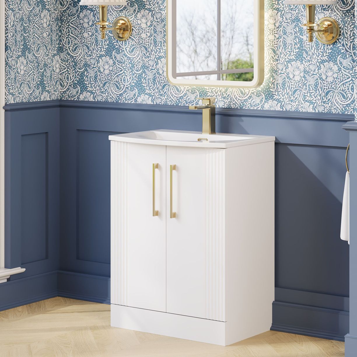 600mm F/S 2-Door Vanity & Basin 4 - Satin White