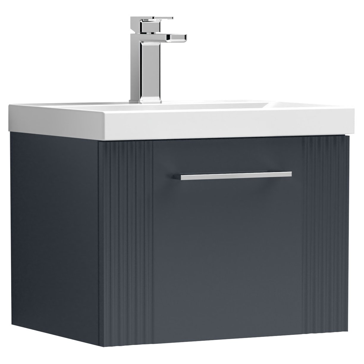 500mm W/H Single Drawer Vanity & Basin 1 - Satin Soft Black