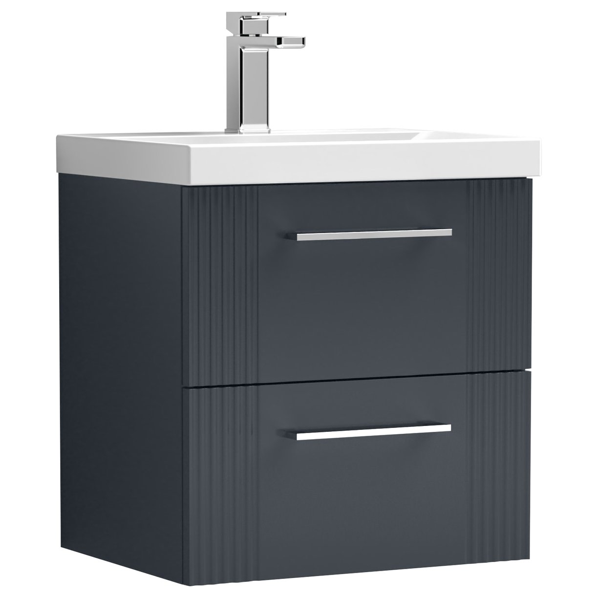 500mm W/H 2-Drawer Vanity & Basin 1 - Satin Soft Black