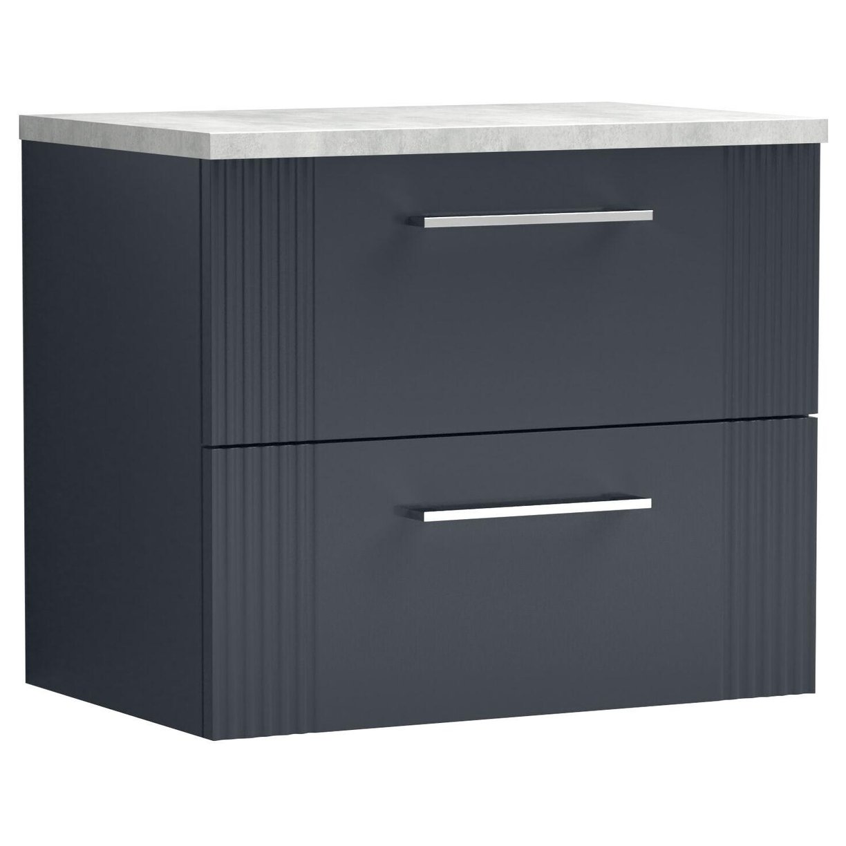 600mm W/H 2-Drawer Vanity & Laminate Top - Satin Soft Black
