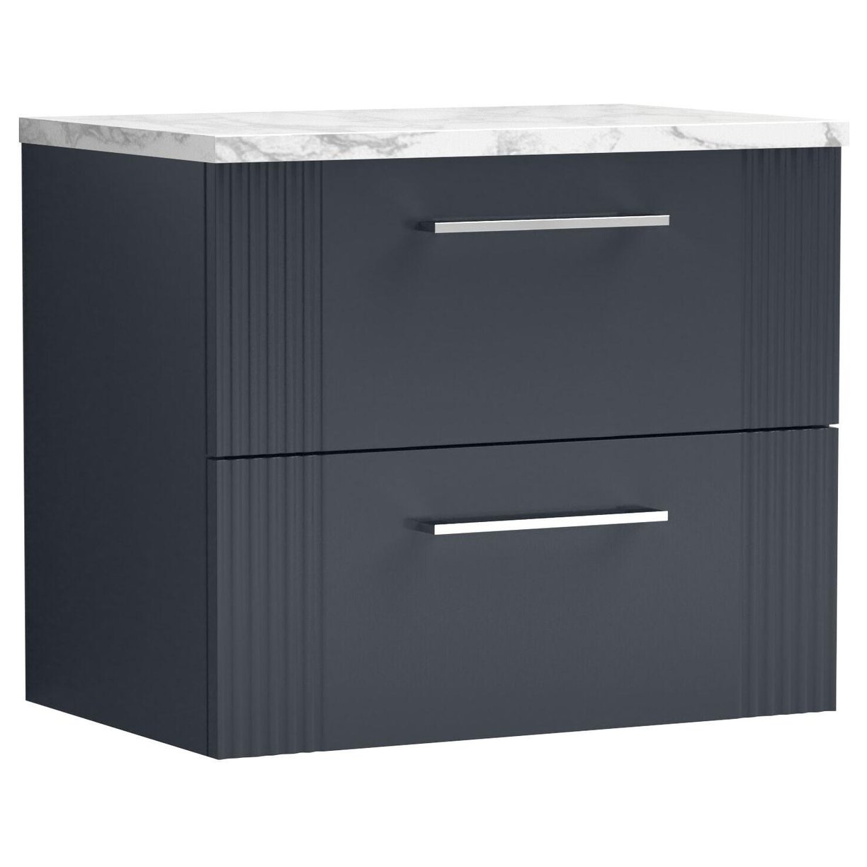 600mm W/H 2-Drawer Vanity & Laminate Top - Satin Soft Black