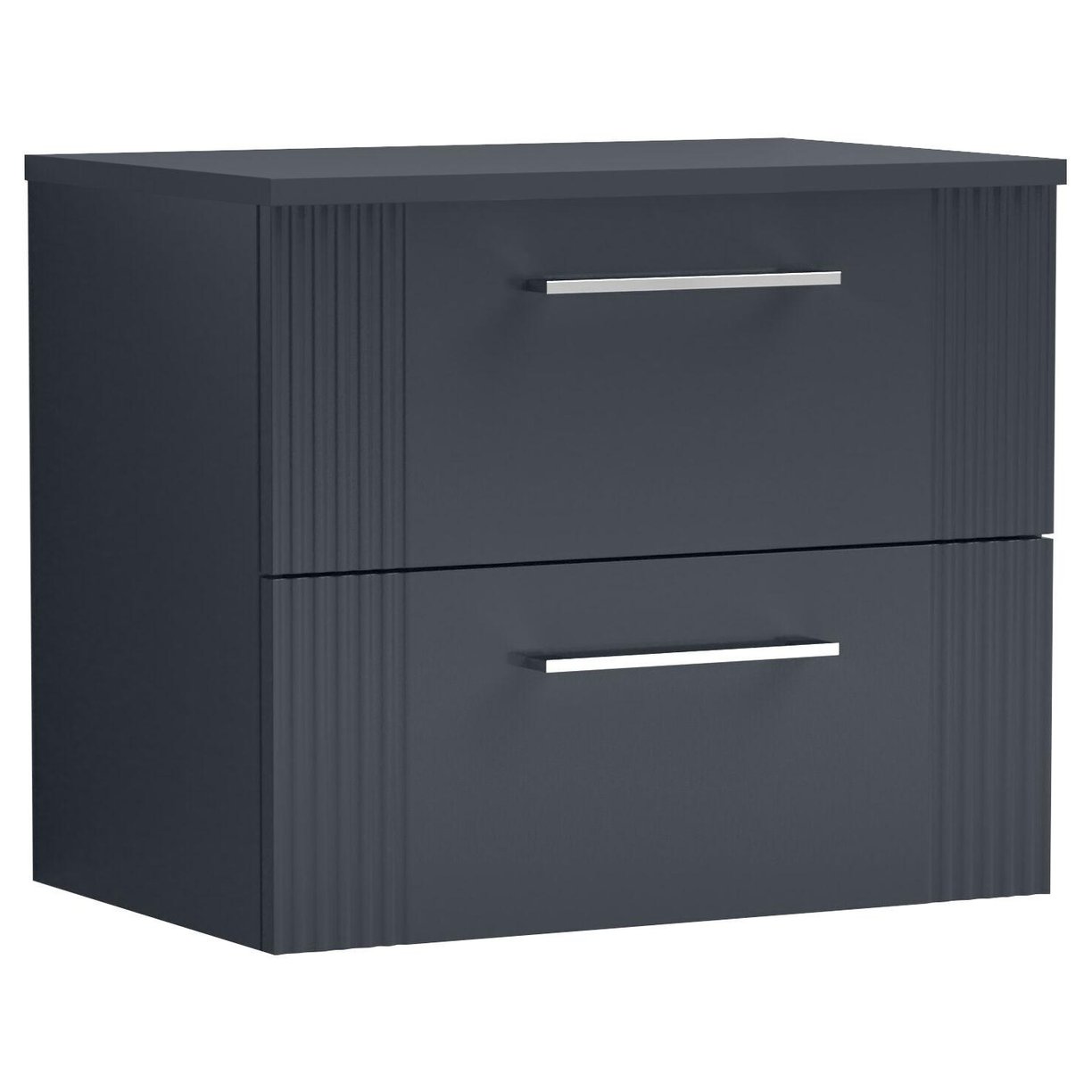 600mm W/H 2-Drawer Vanity & Worktop - Satin Soft Black
