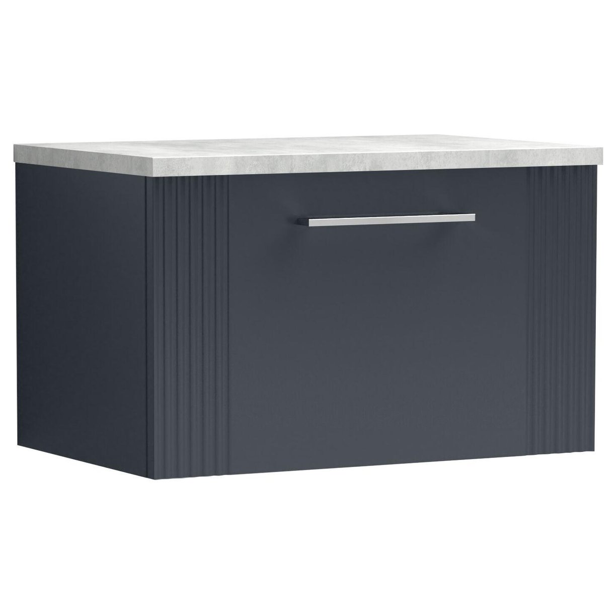 600mm W/H Single Drawer Vanity & Laminate Top - Satin Soft Black