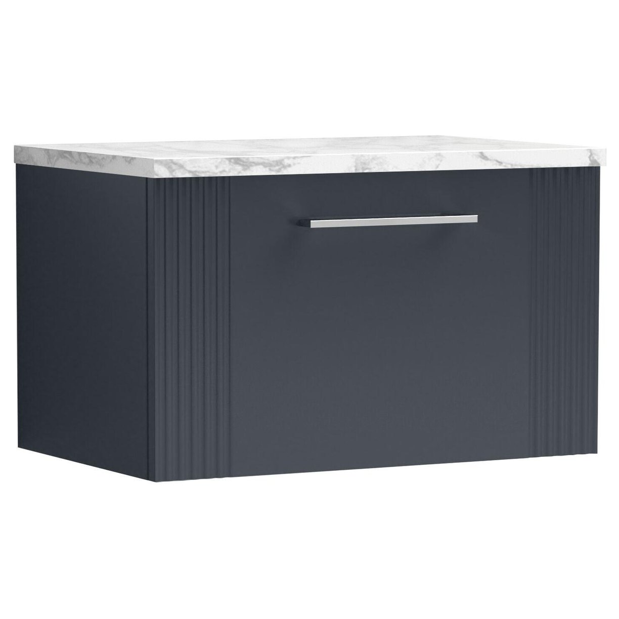 600mm W/H Single Drawer Vanity & Laminate - Satin Soft Black