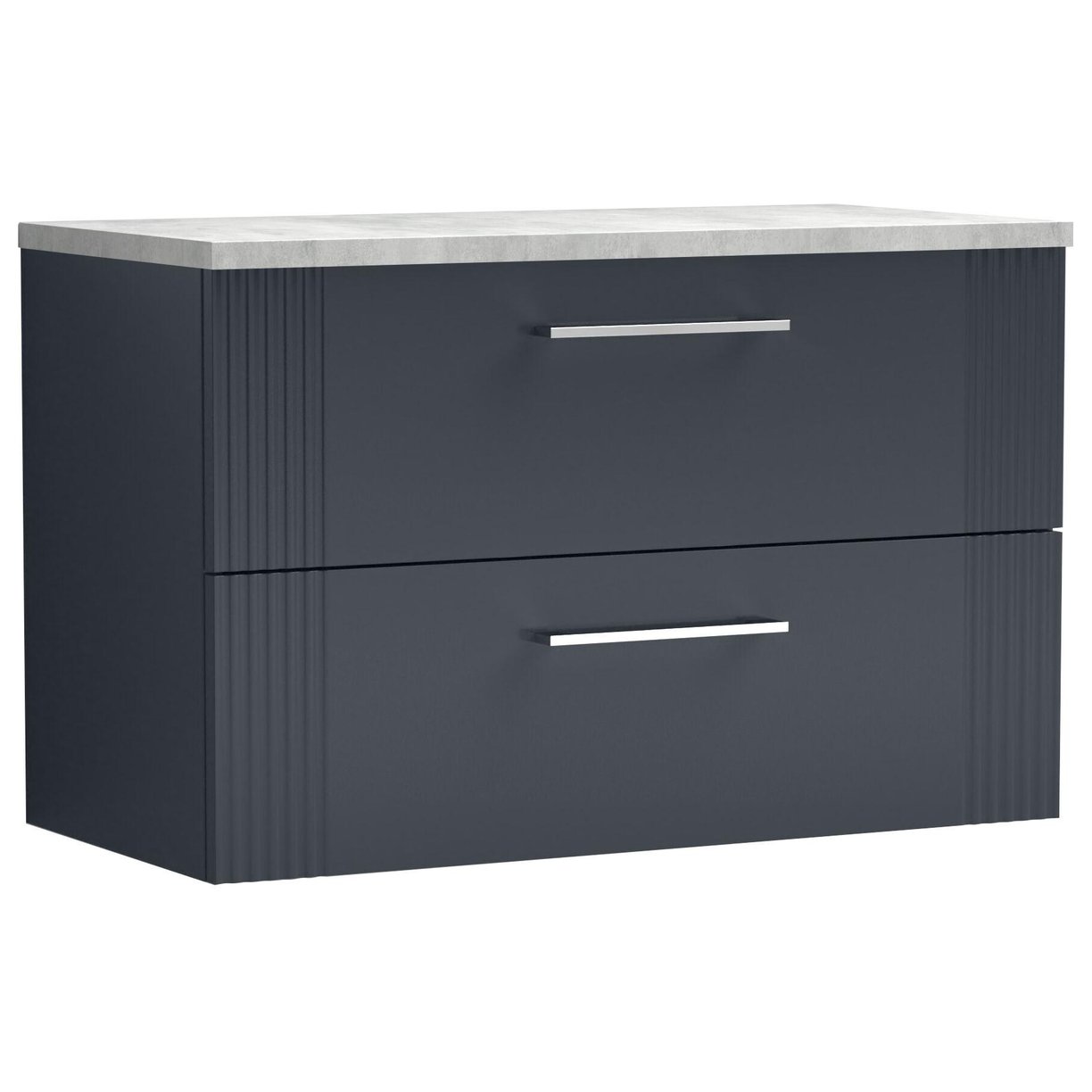 800mm W/H 2-Drawer Vanity & Laminate Top - Satin Soft Black