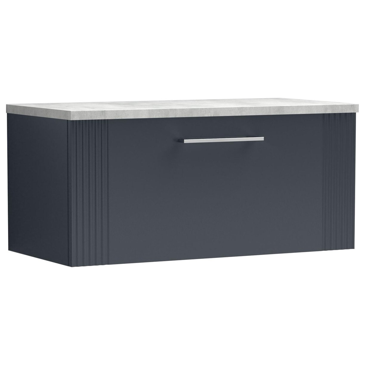 800mm W/H Single Drawer Vanity & Laminate Top - Satin Soft Black