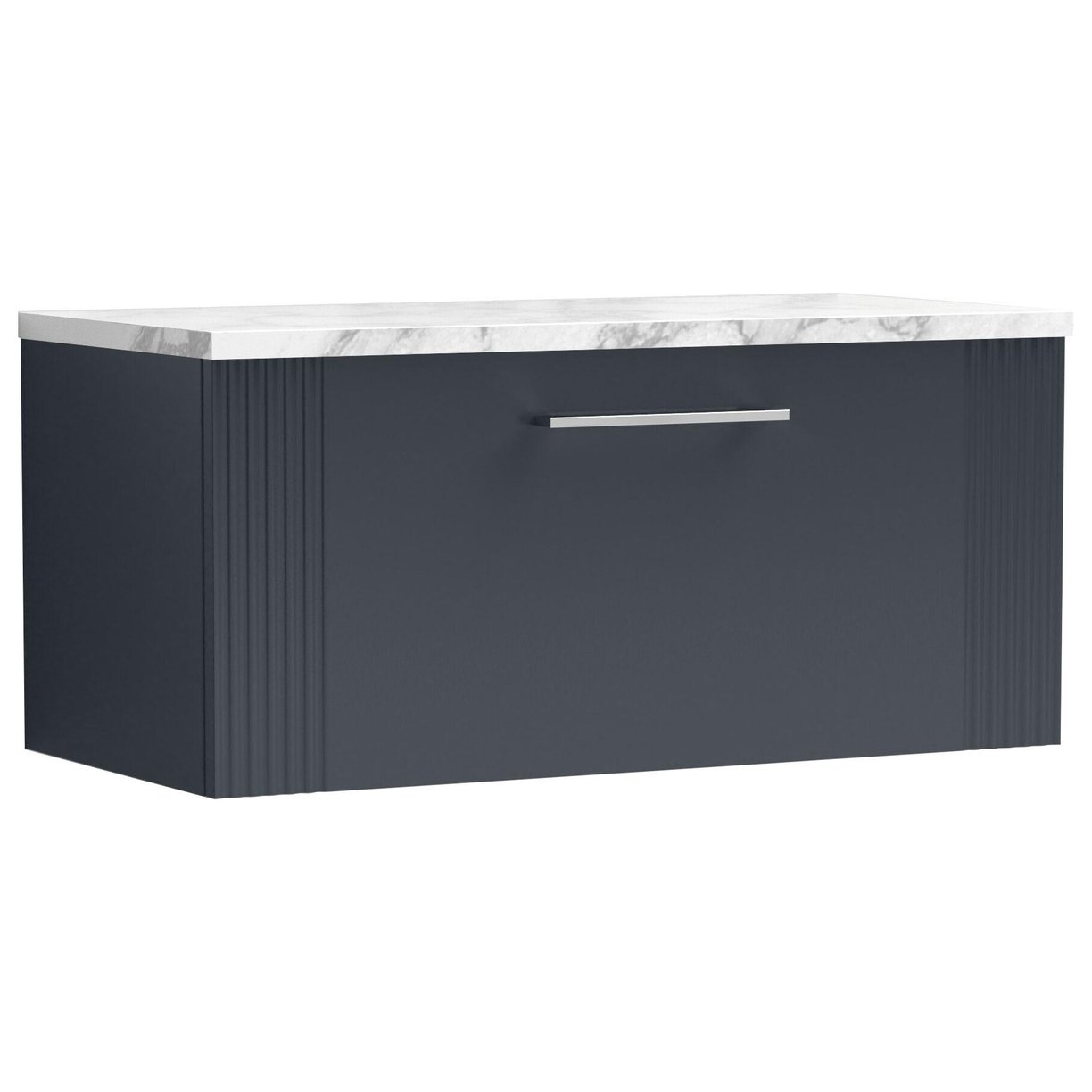 800mm W/H Single Drawer Vanity & Laminate - Satin Soft Black