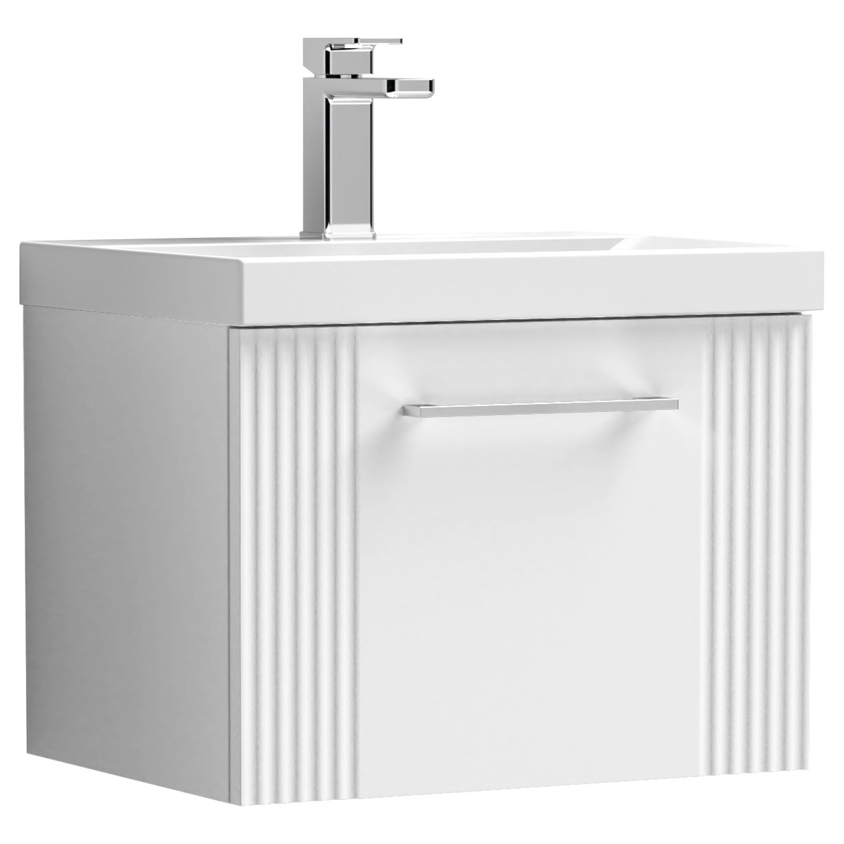 500mm W/H Single Drawer Vanity & Basin 1 - Satin White