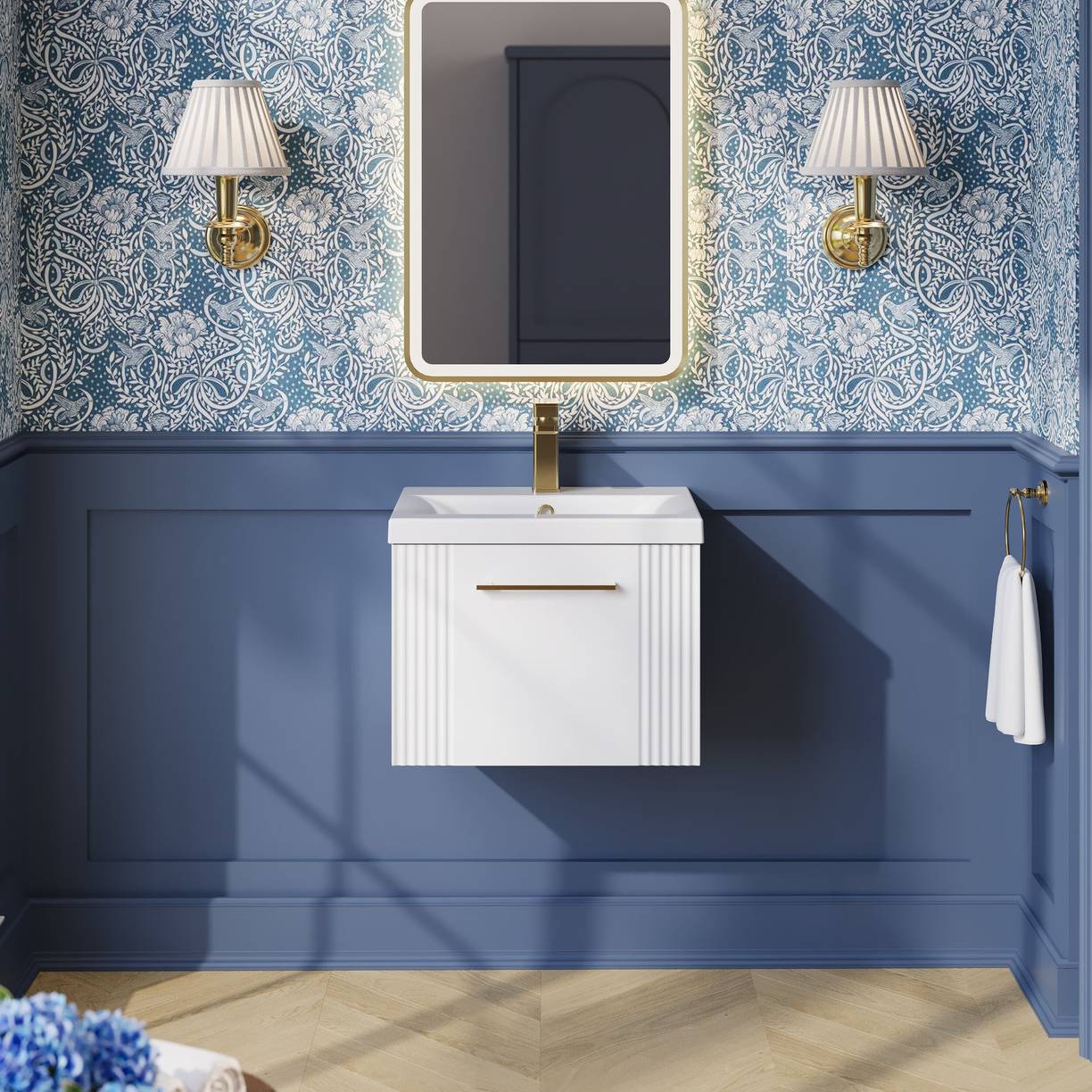 500mm W/H Single Drawer Vanity & Basin 1 - Satin White