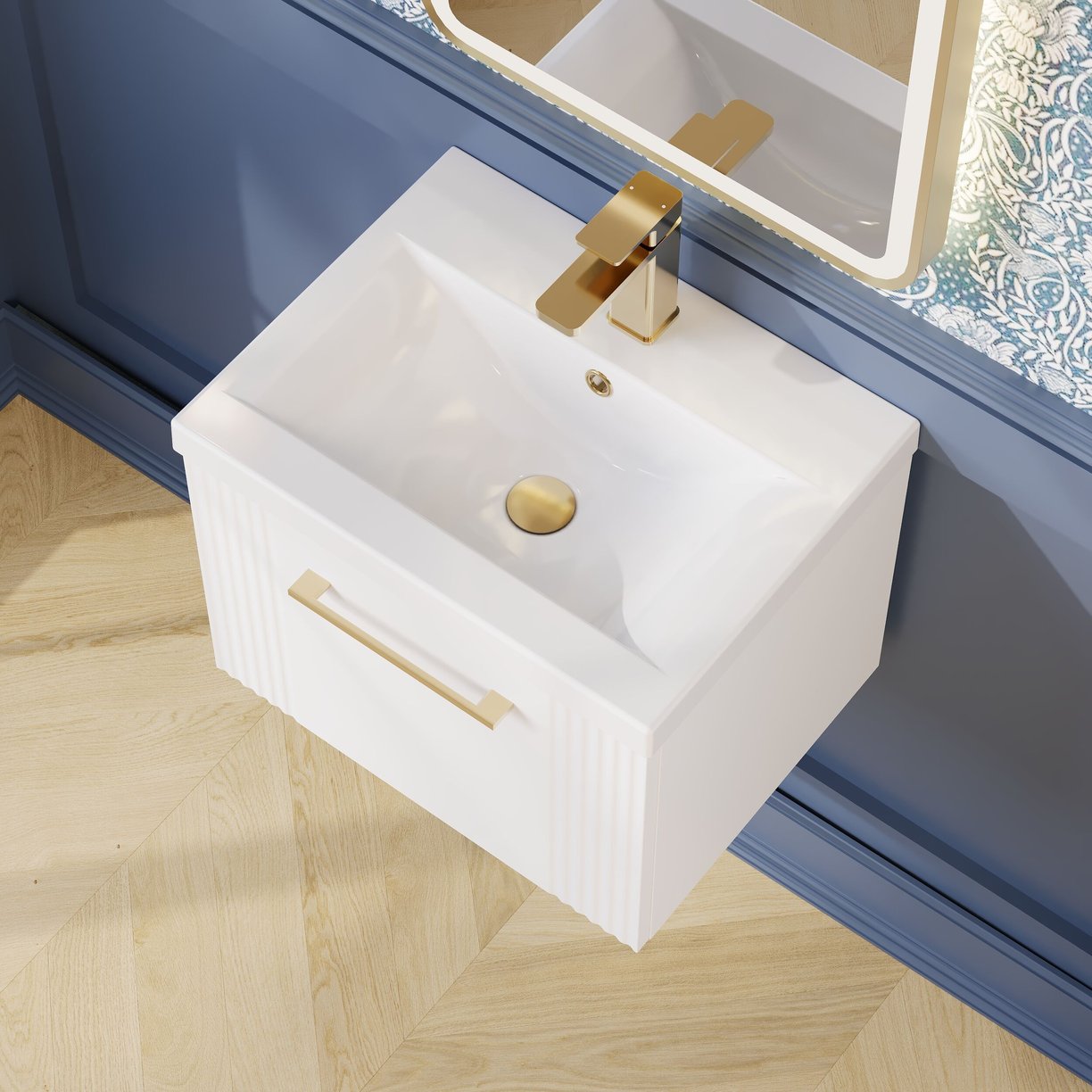 500mm W/H Single Drawer Vanity & Basin 1 - Satin White