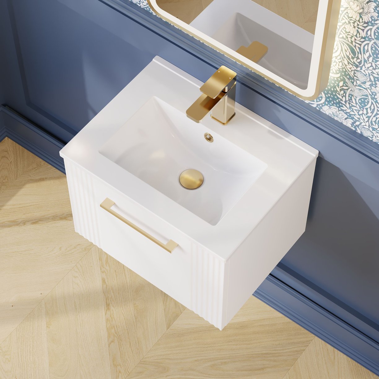 500mm W/H Single Drawer Vanity & Basin 2 - Satin White