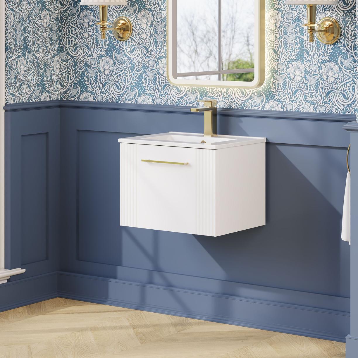 500mm W/H Single Drawer Vanity & Basin 2 - Satin White