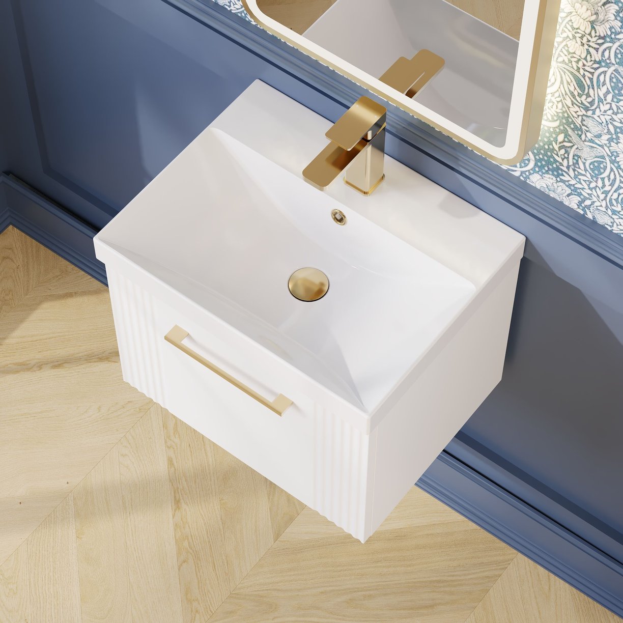 500mm W/H Single Drawer Vanity & Basin 3 - Satin White