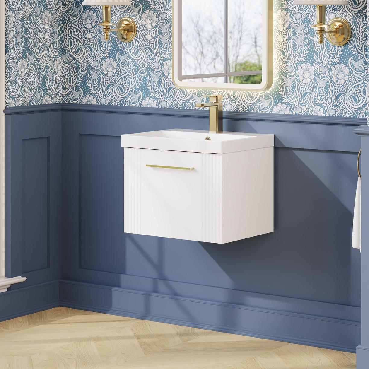 500mm W/H Single Drawer Vanity & Basin 3 - Satin White