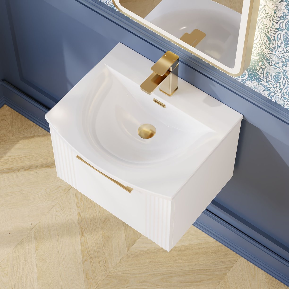 500mm W/H Single Drawer Vanity & Basin 4 - Satin White