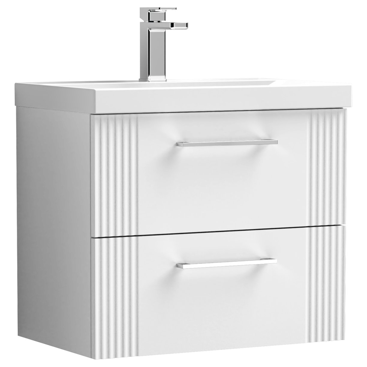 600mm W/H 2-Drawer Vanity & Basin 1 - Satin White