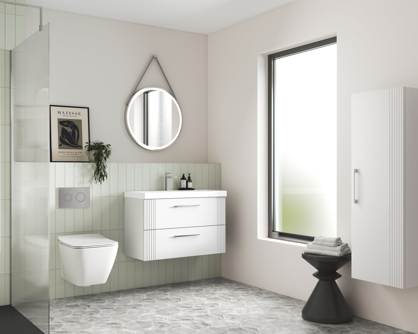 600mm W/H 2-Drawer Vanity & Basin 1 - Satin White