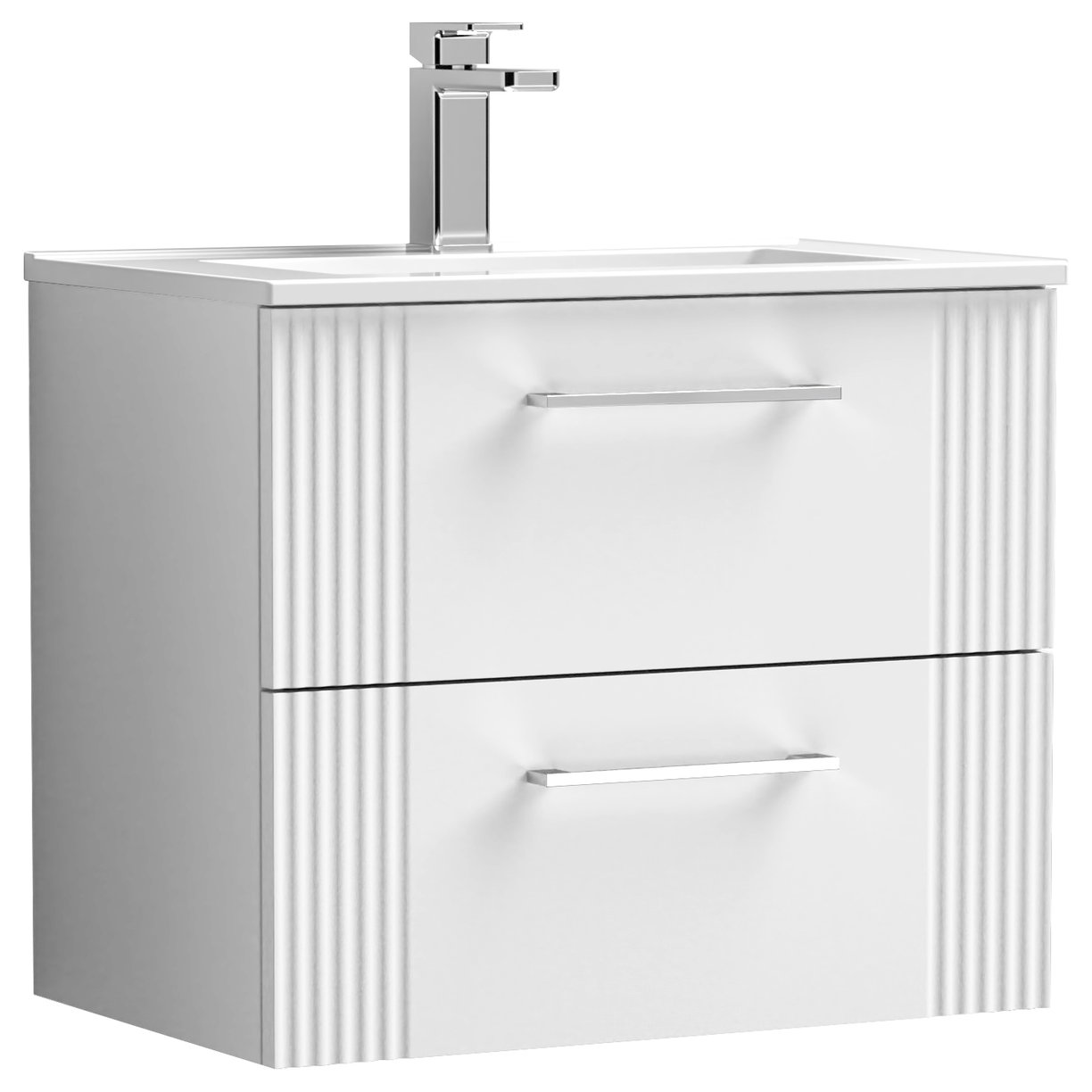 600mm W/H 2-Drawer Vanity & Basin 2 - Satin White