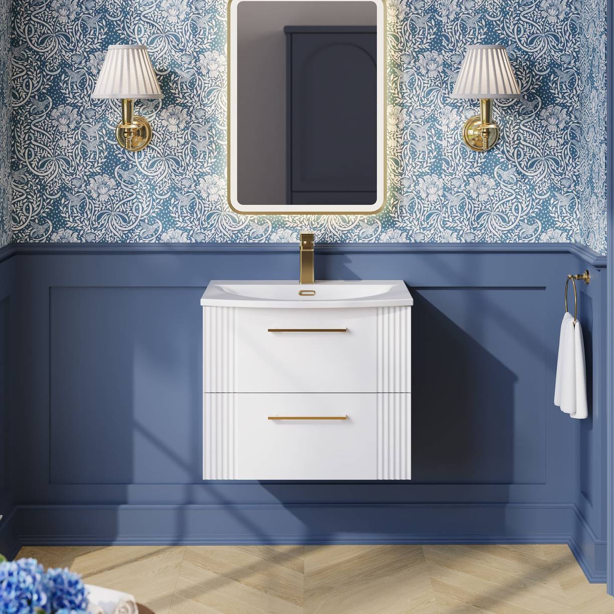 600mm W/H 2-Drawer Vanity & Basin 4 - Satin White