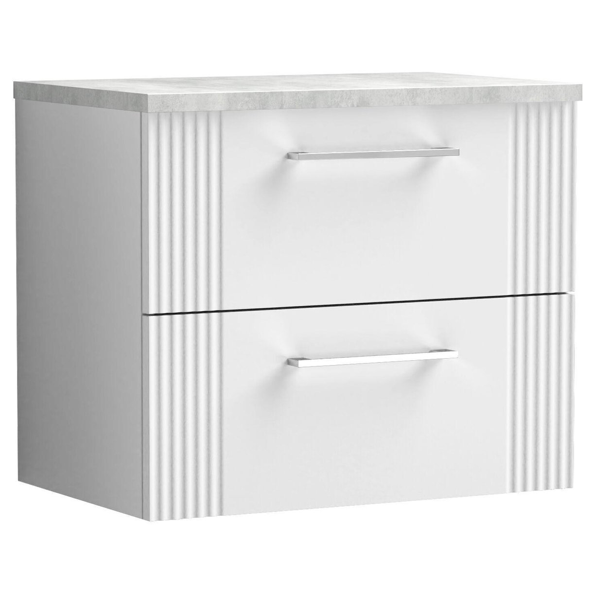600mm W/H 2-Drawer Vanity & Laminate Top - Satin White