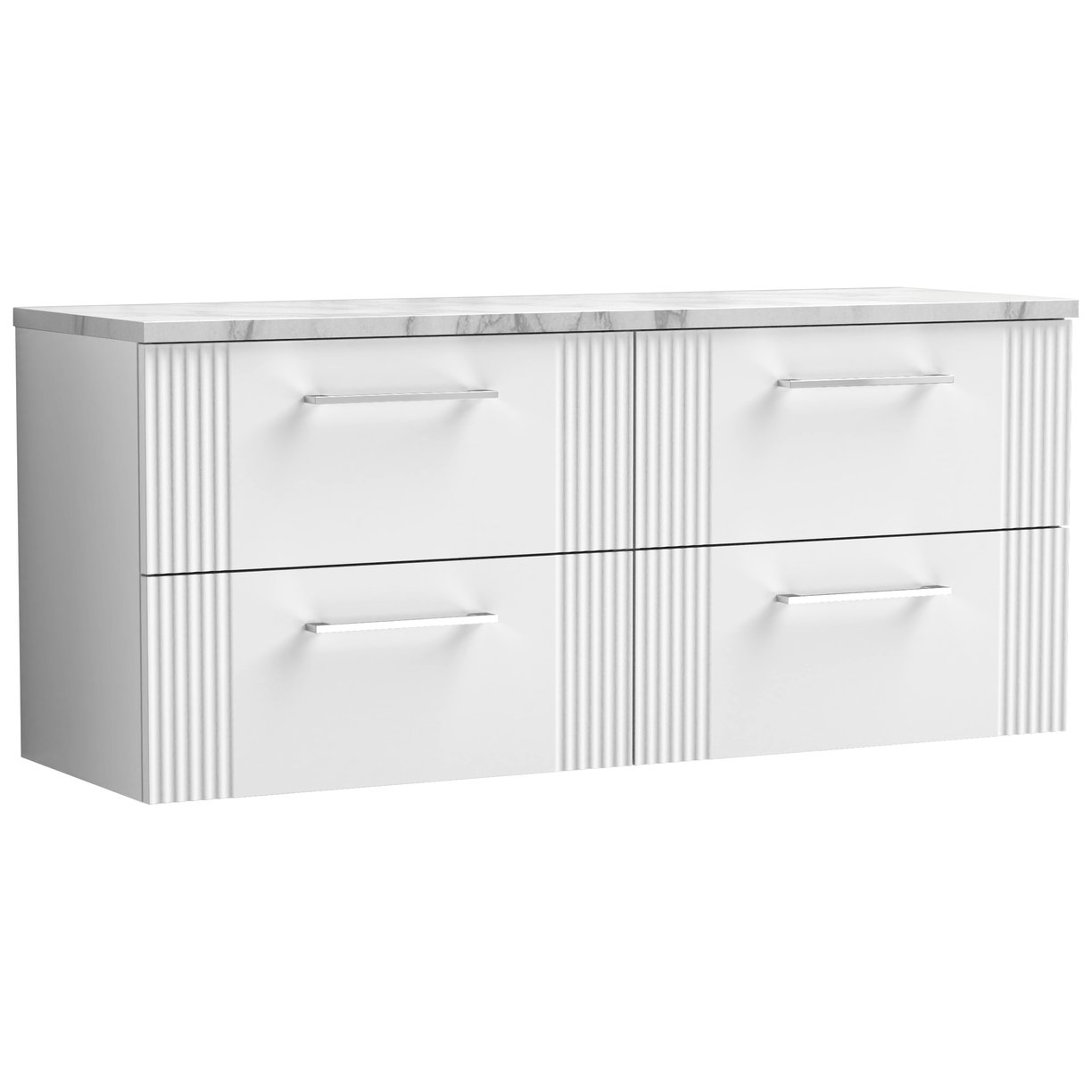 1200mm W/H 4-Drawer Vanity & Laminate Top - Satin White