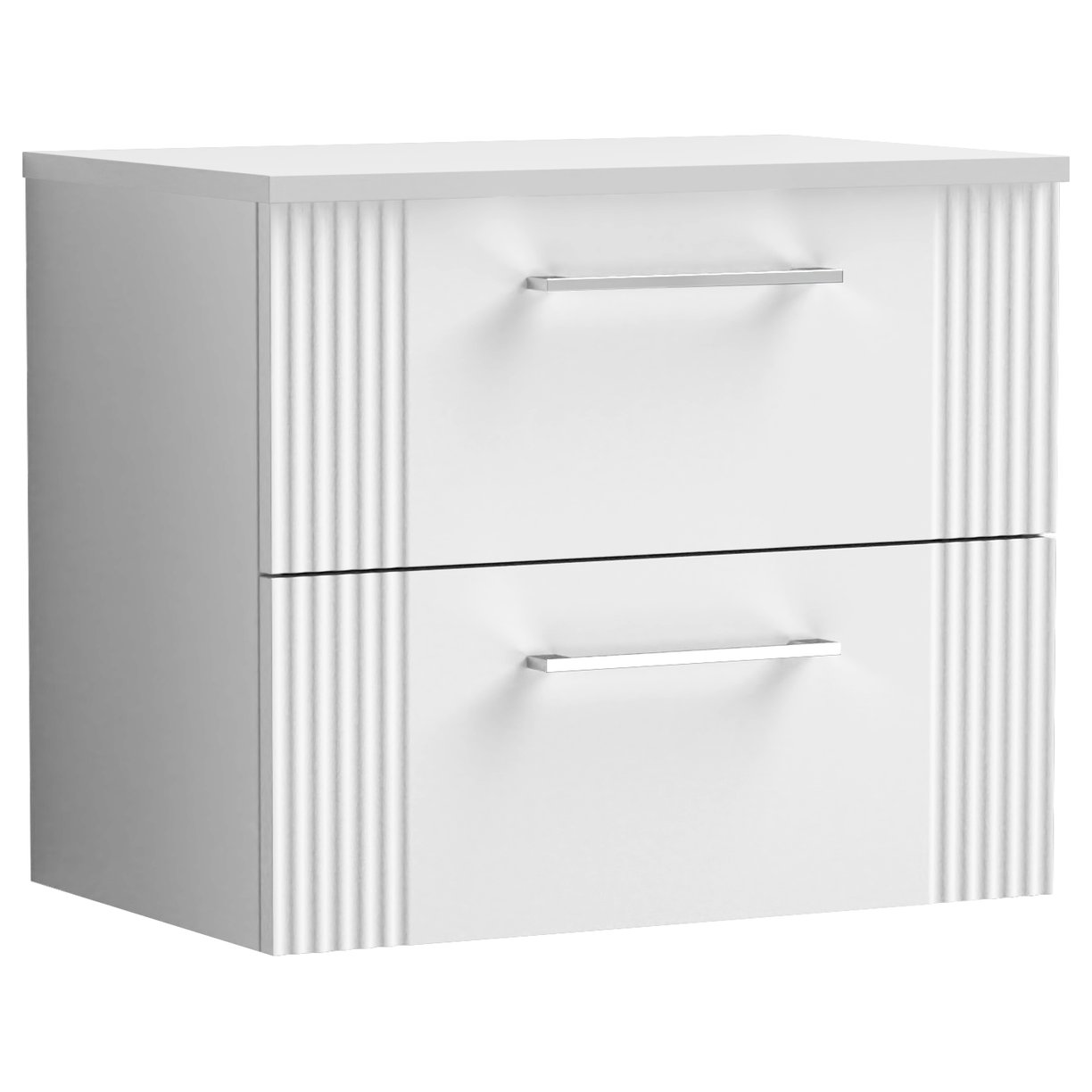 600mm W/H 2-Drawer Vanity & Worktop - Satin White