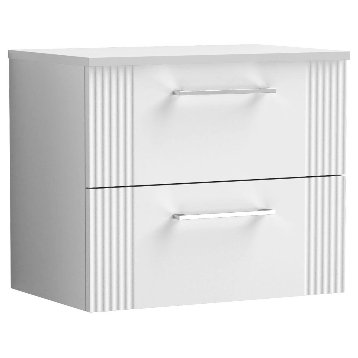 600mm W/H 2-Drawer Vanity & Worktop - Satin White