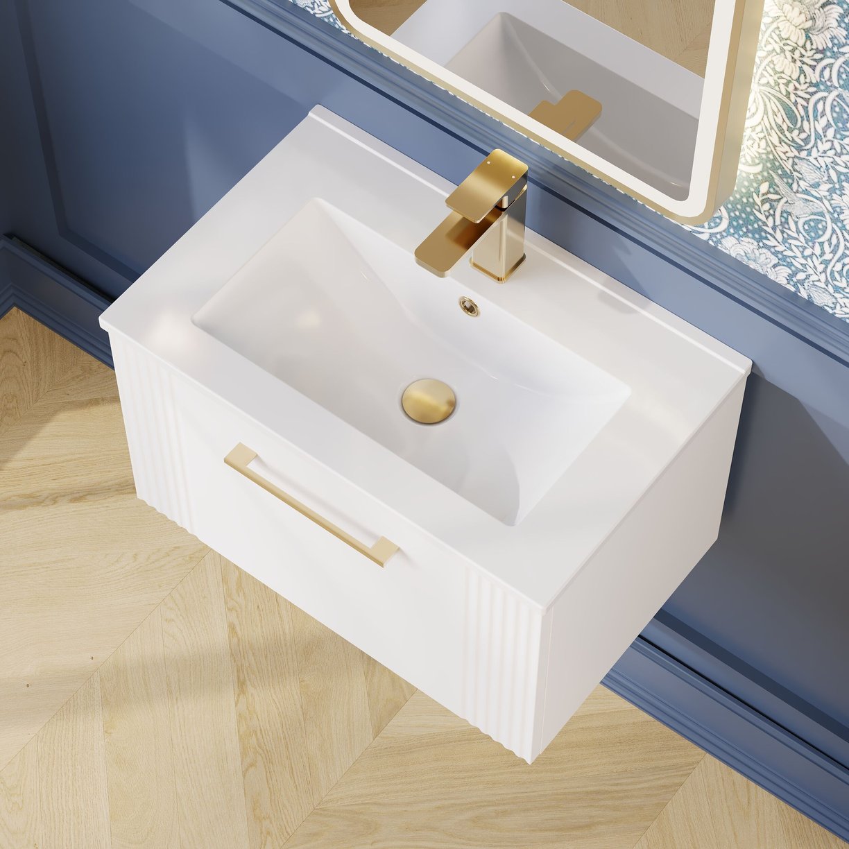 600mm W/H Single Drawer Vanity & Basin 2 - Satin White