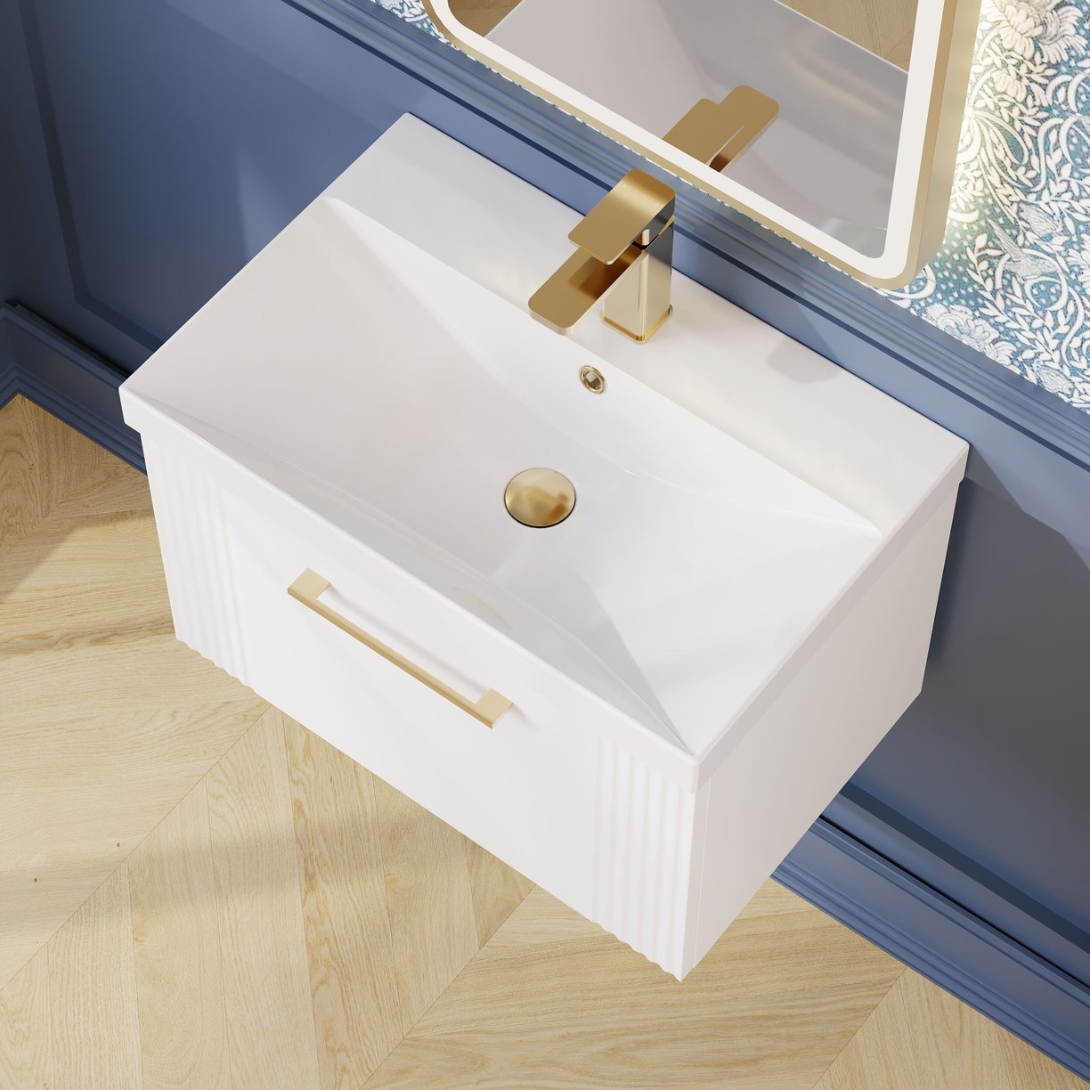 600mm W/H Single Drawer Vanity & Basin 2 - Satin White