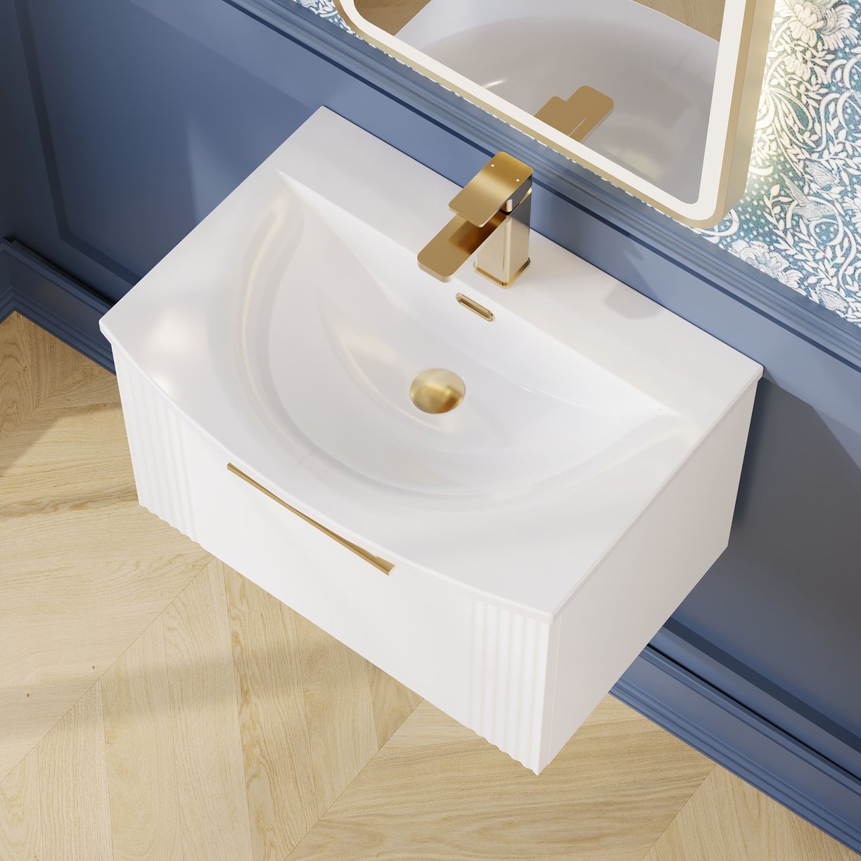 600mm W/H Single Drawer Vanity & Basin 4 - Satin White