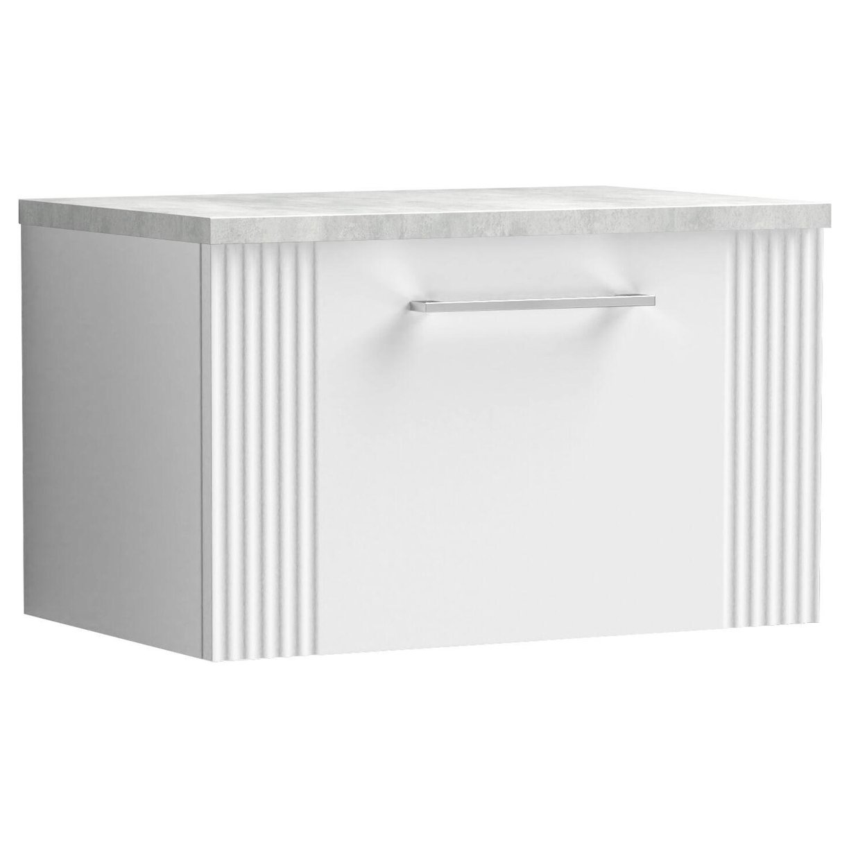 600mm W/H Single Drawer Vanity & Laminate Top - Satin White