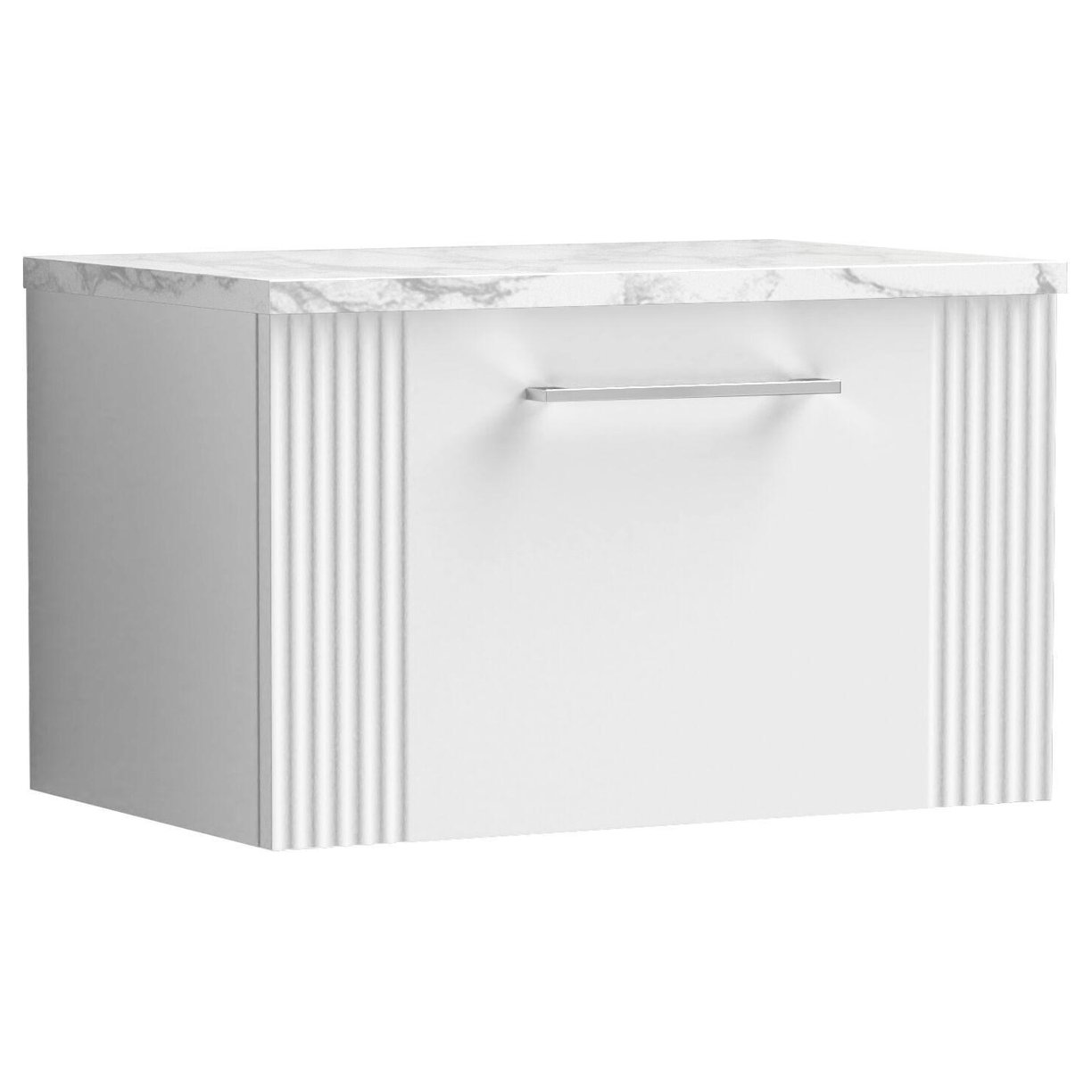 600mm W/H Single Drawer Vanity & Laminate - Satin White
