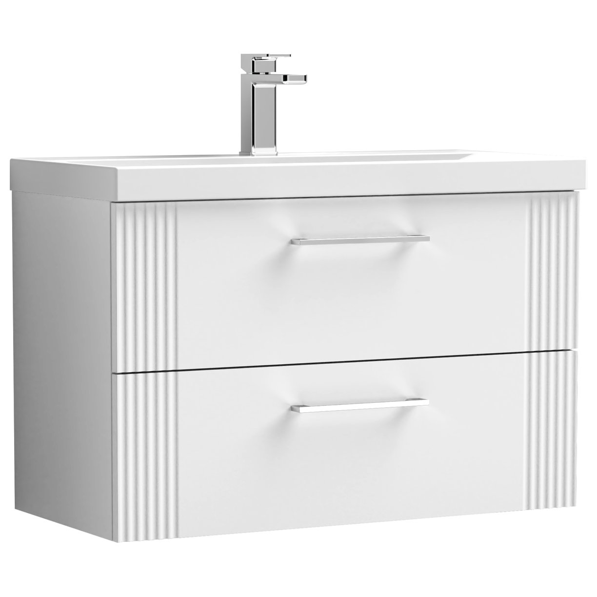 800mm W/H 2-Drawer Vanity & Basin 1 - Satin White