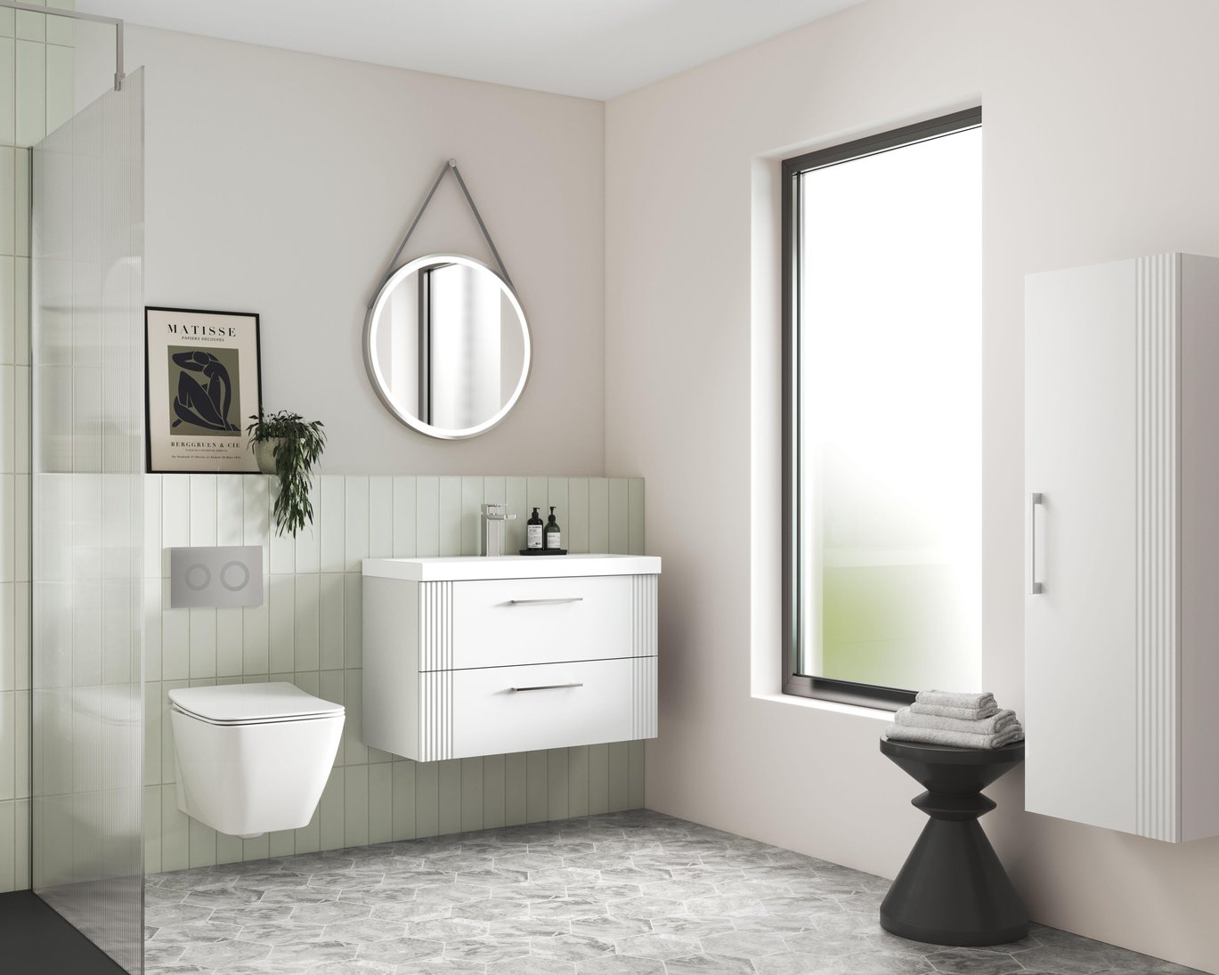 800mm W/H 2-Drawer Vanity & Basin 1 - Satin White