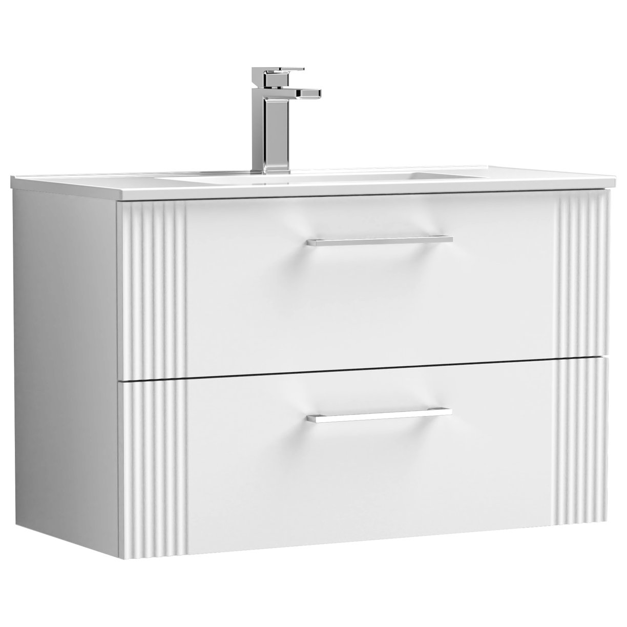 800mm W/H 2-Drawer Vanity & Basin 2 - Satin White