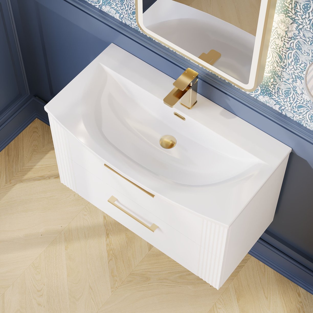 800mm W/H 2-Drawer Vanity & Basin 4 - Satin White