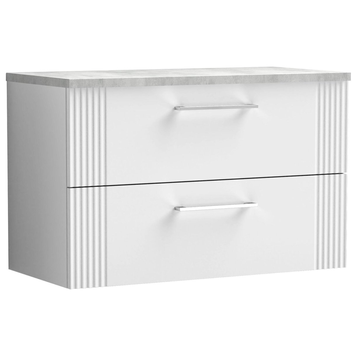 800mm W/H 2-Drawer Vanity & Laminate Top - Satin White