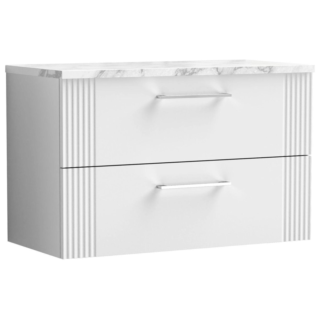 800mm W/H 2-Drawer Vanity & Laminate Top - Satin White
